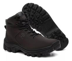 Bota masculina em couro café marrom coturno adventure