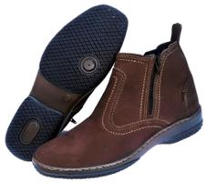 Bota Masculina Em Couro Nobuck Botina Cano Curto Baixo Medio Com Ziper Fecho Solado Costurado R 2220