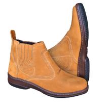 Bota Masculina Em Couro Nobuck Botina Solado Borracha Costurado Bota Masculina Em Couro Nobuck Botina Solado Borracha Costurado