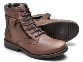 Bota Masculina Em Couro Style Marrom