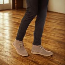 Bota masculina feminina casual couro camurça sola borracha látex