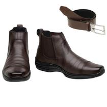 Bota Masculina Gmm Shoes Coturno Ortopédico Cano Baixo + Cinto