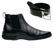 Bota Masculina Gmm Shoes Resistente Cano Médio Macia Solado Costurado + Cinto