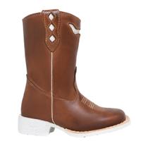Bota Masculina Infantil Texana Country Zíper Lateral Sola Branca