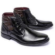 Bota Masculina Lançamento Couro Linha Conforto Premium Cor Preto
