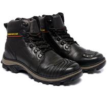 Bota Masculina Motociclista Adventure de Couro Premium Cor Preto