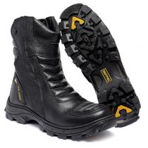 Bota Masculina Motociclista Cano Médio de Couro Premium Cor Preto