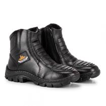 Bota Masculina Motociclista Sola Tratorada Costurada Com Zíper - MOTORS