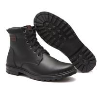 Bota Masculina Nebraska Fork Preta Cadarço Couro Cano Alto