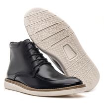 Bota Masculina Oxford Cano Alto Couro Legitimo Preto Casual Esport Fino
