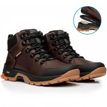 Bota Masculina Pegada Couro Pull Up Trekking Original Macio Para Trilha Caminhada 150506
