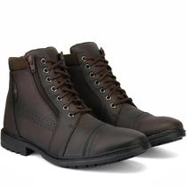 Bota Masculina Preta Coturno Casual Resistente Zíper Marrom Cano Curto
