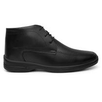Bota Masculina Preta Social Cano Curto Conforto com Cadarço Bota Masculina Preta Social Cano Curto Conforto com Cadarço