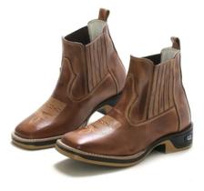 Bota Masculina RR Botas Texana Country em Couro Cano Curto Bico Quadrado