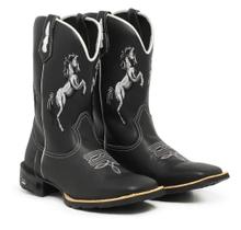 Bota Masculina RR Botas Texana Country em Couro Com Bordado Cavalo Bico Quadrado Bota Masculina RR Botas Texana Country em Couro Com Bordado Cavalo Bico Quadrado