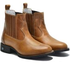 Bota Masculina RR Botas Texana Country em Couro Elastico com Bordado Bico Redondo Bota Masculina RR Botas Texana Country em Couro Elastico com Bordado Bico Redondo
