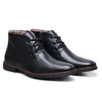 Bota masculina Social Casual De Couro Confortável Preta e Marrom Com zíper Calce Fácil