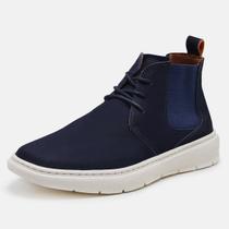 Bota Masculina Social Modelo Chelsea De Couro Confortável Resistente Cano Curto Bico Redondo