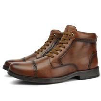 Bota Masculina Social Urbana em Couro Oxford Conforto Esporte Fino Marrom - affluence calcados