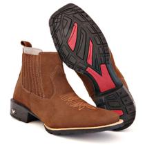 Bota Masculina Texana Bico Quadrado Cano Curto Country de Couro