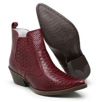 Bota Masculina Texana Cano Curto - Couro estampa Anaconda