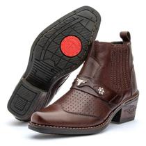 Bota Masculina Texana Country Cano Curto Couro Legitimo Rock Botina