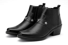 Bota Masculina Texana Couro Bico Fino Preta Country