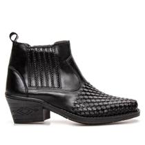 Bota Masculina Texana Couro Legítimo Bico Fino Preta Country