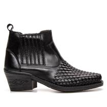 Bota Masculina Texana Couro Legítimo Bico Fino Preta Country