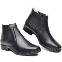 Bota Masculina Total Confort Sola Borracha Forro Couro Costurado Mão Tam: 38 Cor: Preto