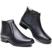 Bota Masculina Total Confort Sola Borracha Forro Couro Costurado Mão Tam: 42 Cor: Preto