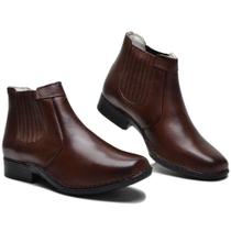 Bota Masculina Total Confort Sola Borracha Forro Couro Costurado Mão Tam: 43 Cor: Café