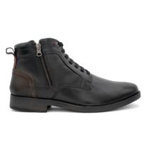 Bota Masculina Urbana Casual Boxer Couro Legitimo Preto Fossil Nescau C/ziper