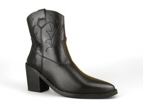Bota Mega Boots Bordada Salto Bloco Com Ziper Lateral Super Estilosa e Confortável Fem 26801 (65975)