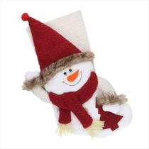 Bota Meia Árvore De Natal Boneco De Neve Enfeite Natalino Vermelho Branco 45Cm