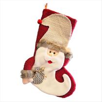 Bota Meia Árvore De Natal Papai Noel Vermelho Branco 45Cm