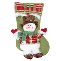 Bota Meia Enfeite Natal Tecido Boneco De Neve 45cm