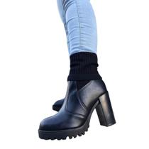 Bota Meia Feminina Salto Alto Tratorada Conforto Moleca Coturno Sem cadarço 5325.118 Bota Meia Feminina Salto Alto Tratorada Conforto Moleca Coturno Sem cadarço 5325.118