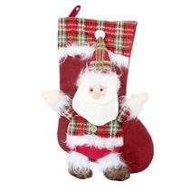 Bota Meia Natalina Decoração Natal Tecido Papai Noel 45cm - Gici Christmas