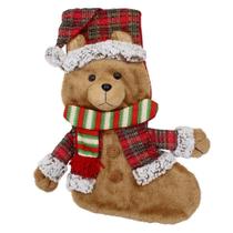 Bota Meia Natalina Decoração Tecido Ursinho Teddy Bear 45cm - Gici Christmas