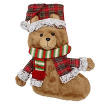 Bota Meia Natalina Decoração Tecido Ursinho Teddy Bear 45cm