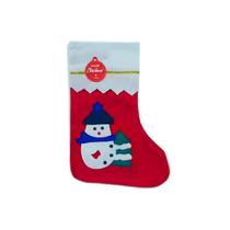 Bota meia tema árvore de natal boneco de neve e papai noel