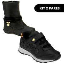 Bota Menina e Sapato Infantil - KIT 2 PARES Tam 23 ao 34