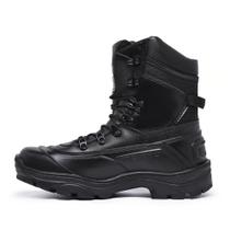 Bota Militar Acero Couro Latego Modelo Tiger Pró Preto Brilhante Cano Alto