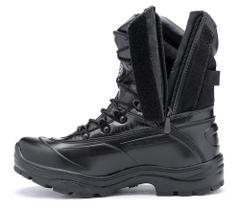 Bota Militar Acero em Couro Látego Modelo Tiger Pró Zíper Preto Cano Alto