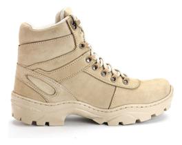 Bota Militar Cano Curto Masculino Couro Areia Lançamento