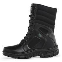 Bota Militar Masculina Cano Alto Fechamento Cadarço e Ziper Solado Borracha Resistente Palmilha EVA