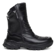 Bota Militar Preto Couro Tatica Coturno Original C/ Ziper