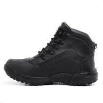 Bota Militar Resistente em Couro Legitímo Acero Modelo Titan Preto Confortável Cano Médio