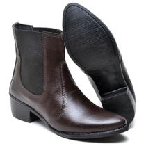 Bota Moda Feminina Cano Curto Salto Baixinho BT050 Casual Friozinho Moda Inverno